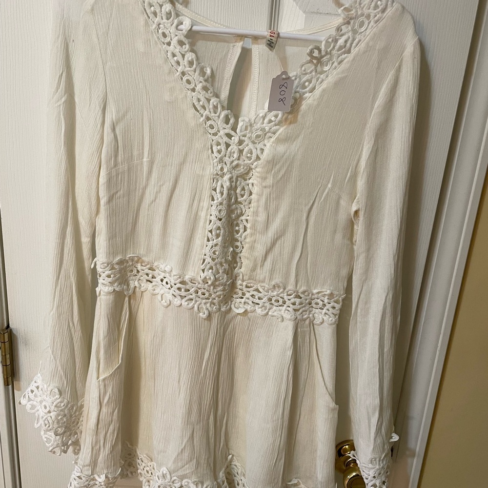 Raga Ivory Lace Boho Blouse Size M 🤍✨ Long Sleeve